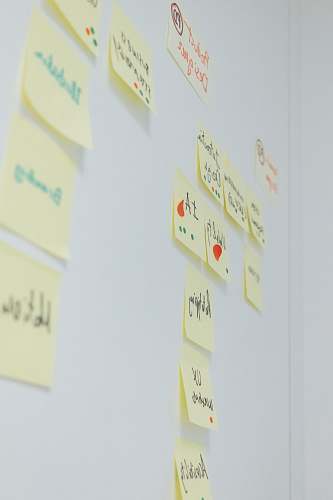 white board beige sticky notes word